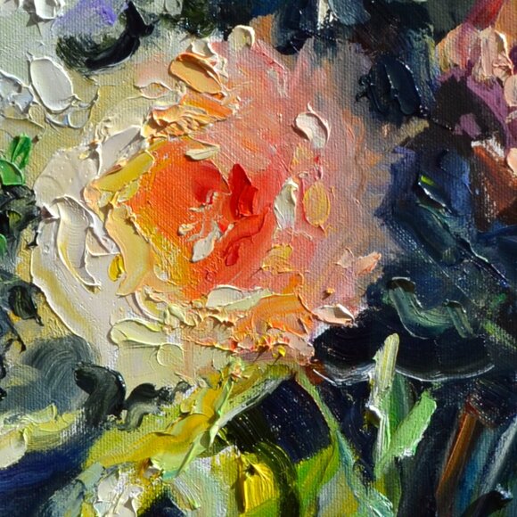 HYDRANGEAS AND ROSES | Oil on Canvas Painting - Picture 10 of 11